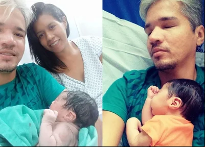 Glaudson Martins realizou o parto da filha, Lice Bethyna