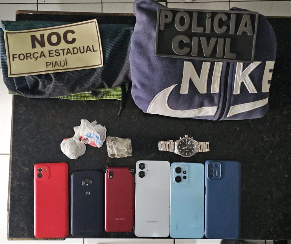 Objetos apreendidos pela Polícia Civil do Piauí