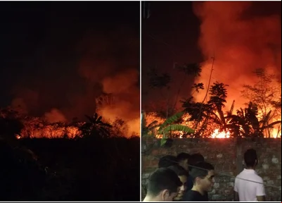 Incêndio atingiu o matagal e chamou atenção de populares